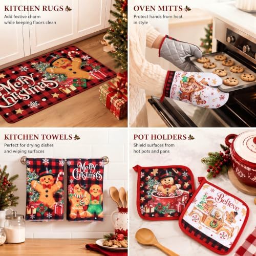 HunnmingRe 10 Pcs Gingerbread Christmas Kitchen Decor Accessories Set