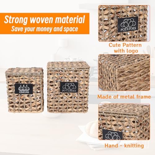 2 Pack Potato and Onion Storage, Onion Container Potato Bin with Lids