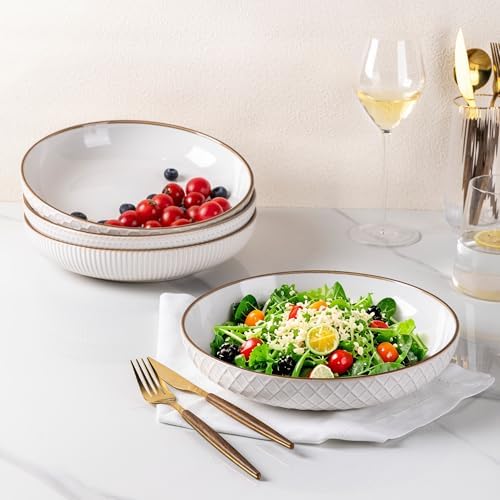 GBhome 9.5'' Large Pasta Bowls, 42 Ounce Stoneware Salad Bowls for