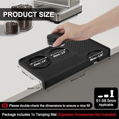 VOCOSTE Espresso Tamping Mat, Non-Slip, Protect Countertop, Black