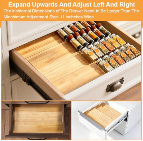 8Pcs Spice Drawer Organizer Spice Rack Tray Insert for Cabinet Drawer
