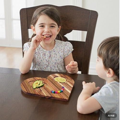 Double-Sided Acacia Wood Heart Cutting Board & Serving Tray Set - XO