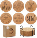 6 Pcs Funny Coasters for Adults with Holder, 4 in, Absorbent