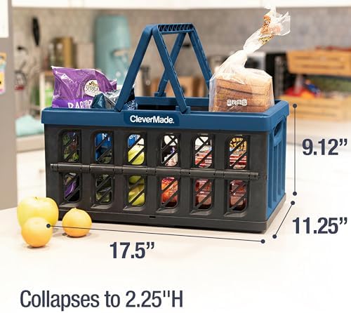 CleverMade Eco 24L Collapsible Shopping Basket, 3 Pack
