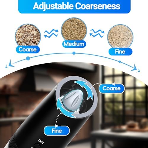 MealHelper Rechargeable Salt and Pepper Grinder Set, 2 Pack