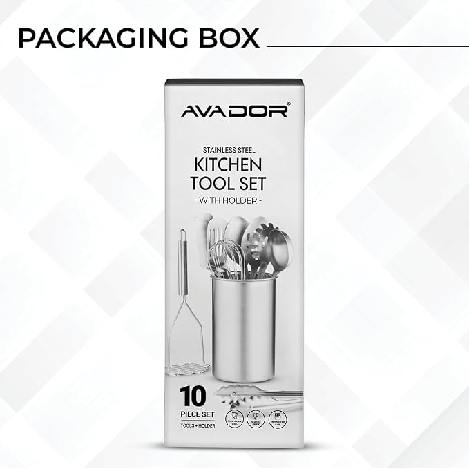 Avador® Premium Set of 10 Stainless Steel Kitchen Tool Set - Image 4
