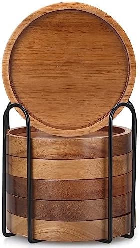 Wooden Coaster Set of 6 Coffee Table Decor Bar Cup Drink Coasters