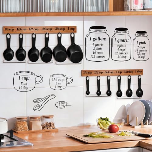 Kitchen Measurement Conversion Chart with 16 Hooks & Anti-Collision