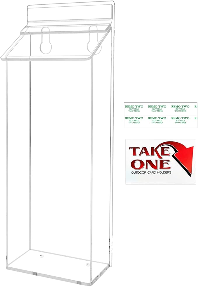 Outdoor Brochure Holder Holds 4" x 9" Advertising Trifolds Clear Acrylic Wall by MarketingHolders