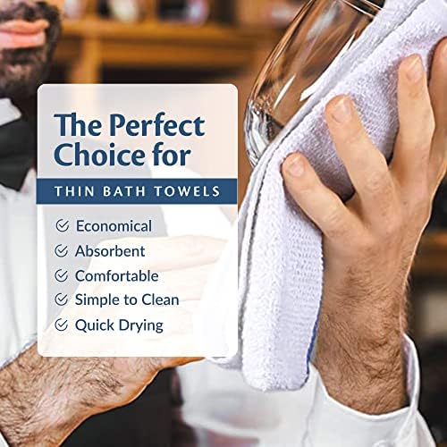 Cleaning Towels, 100% Cotton Bar Mops, Blue Stripe, 24 Pack