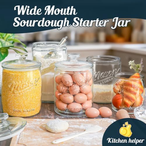 1 Gallon Glass Cookie Jar with Airtight Lid for Sourdough Starter