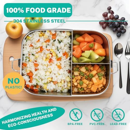 LEEPENK Stainless Steel Bento Box (40oz) with 6oz Condiment Container