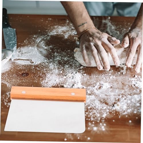 Stainless Steel Dough Scraper with Wood Handle, Bench Cutter for