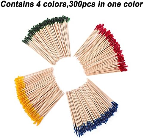 4 Inch Wood Frill Picks Toothpicks,1200 Pcs Cocktail Picks Sandwiches