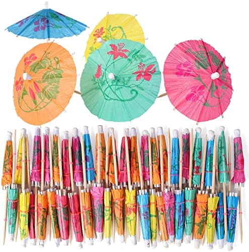 [200 Pcs] Cocktail Drink Umbrella Picks Toothpicks - Mini Paper
