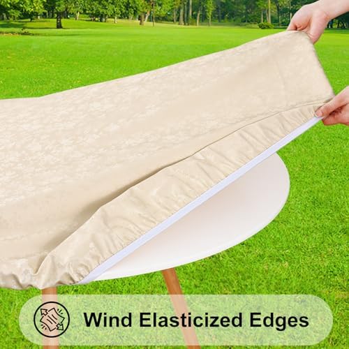 Smiry Waterproof Heavy Duty Vinyl Fitted Tablecloth for 45"-56" Round