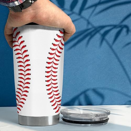 SANDJEST Baseball Tumbler Cup 20oz Stainless Steel Insulated Travel