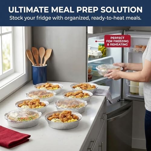 Mr Miracle Pack of 40 Disposable Aluminum Foil Pans with Clear Lids