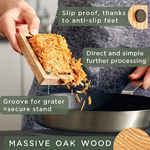WALDWERK Stainless Steel Box Grater with Oak Wood Base