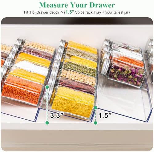 Imncya Decluttering Spice Drawer Organizer, 8-Pack Clear Seasoning