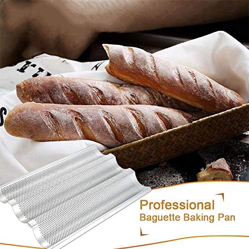 AYCCNH Stainless Steel French Baguette Bread Pan, Perforated Loaf Pans