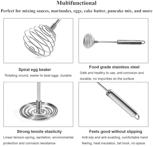 Stainless Steel Spring Coil Whisk Set 2 Pack, Wire Whip Egg Beater