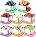 8 Pack Stainless Steel Condiment Containers with Lids, 2oz Salad