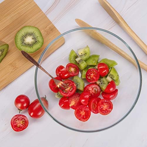 FOYO 8-inch Round Tempered Glass Bowl for Mixing Salad or Cereal, Set