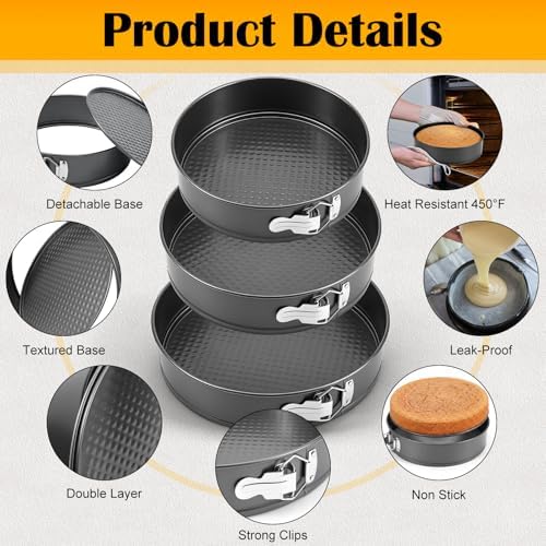 Nonstick Springform Pan Set 6 Sizes, Removable Bottom Baking