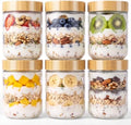 16 oz Leakproof Glass Overnight Oats Jars with Bamboo Lids