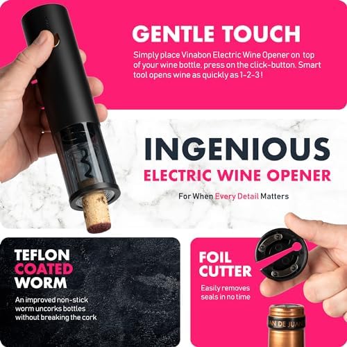 VINABON Electric Wine Opener - Updated 2026 One-Touch Automatic Wine