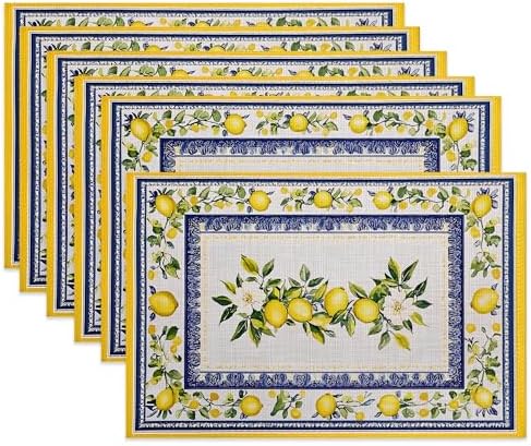 Lemon Branches Fabric Placemats,Vintage Rustic Country Table Placemats