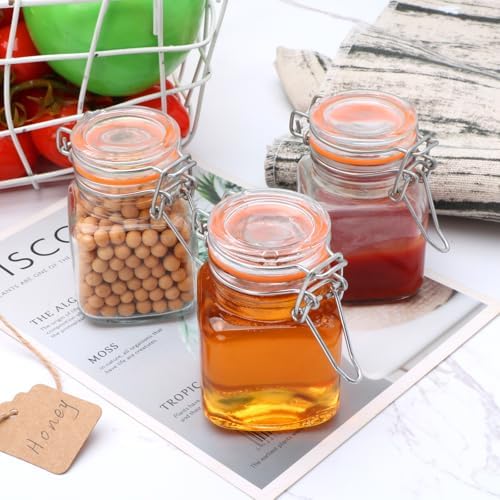 4 oz Glass Jars With Airtight Lids And Leak Proof Rubber Gasket,Small