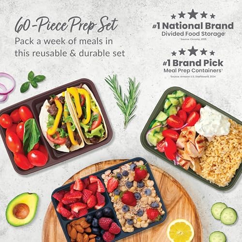 Bentgo Prep Meal Prep Kit, 60-Piece Set, 1-, 2- & 3-Compartment