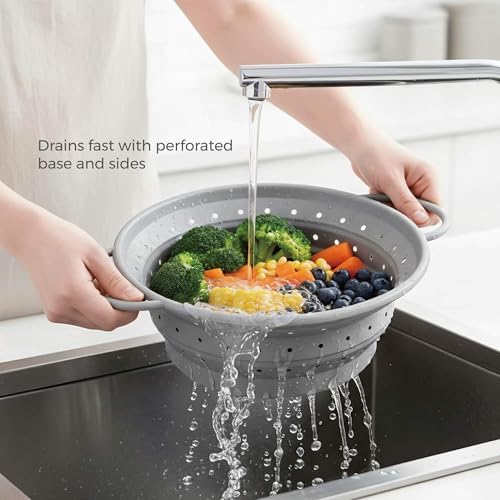 4‐Quart Silicone Collapsible Colander & Kitchen Collapsible Strainer