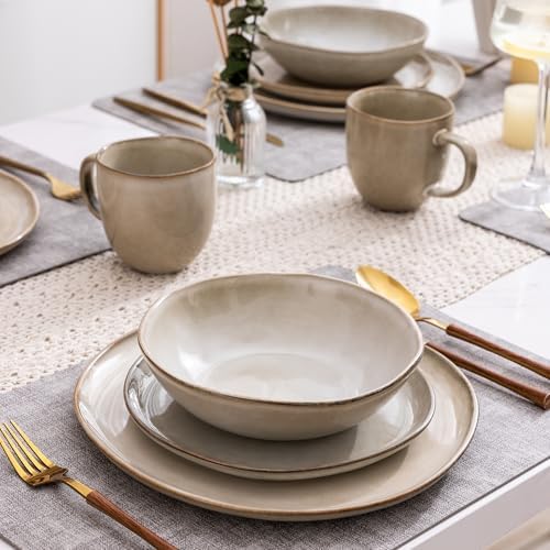 AmorArc Ceramic Dinnerware Sets for 8, 24Pcs Plates and Bowls Sets Dishes