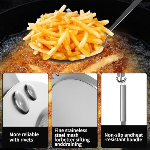 Newness Fine Mesh Skimmer Spoon, Professional 304 Stainless Steel Hot