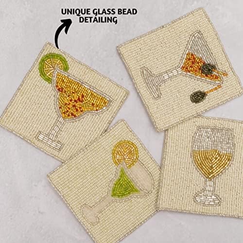 Folkulture Coasters Set of 4 for Drink, Coffee Bar Accessories, Table