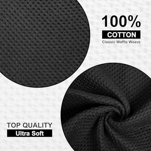 Homaxy Kitchen Towels and Dishcloths Set, Set of 8, Black