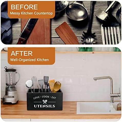 MINCORD Wooden Kitchen Utensil Holder for Countertop