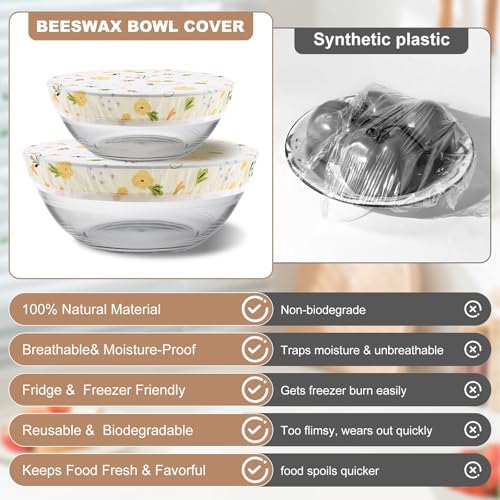 Reusable Beeswax Bowl Covers, 3 Pack, 10 Inch and 12 Inch