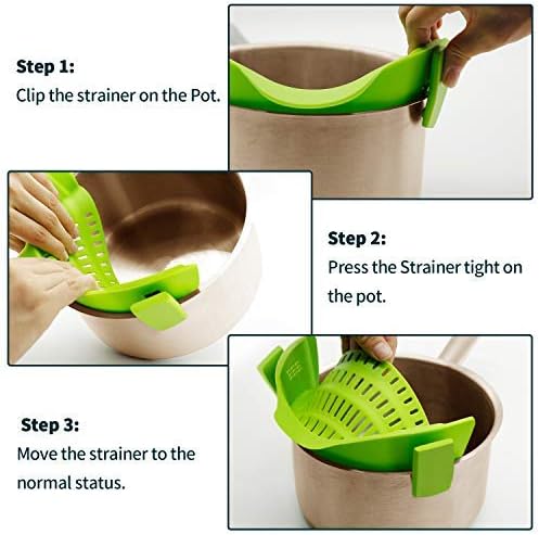 Clip On Strainer Silicone Pots and Pans, AUOON Pasta Strainer Clip on Food - Image 5