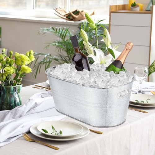 OBTANIM 4 Pack 4 Gallon Galvanized Ice Buckets Metal Champagne Drink