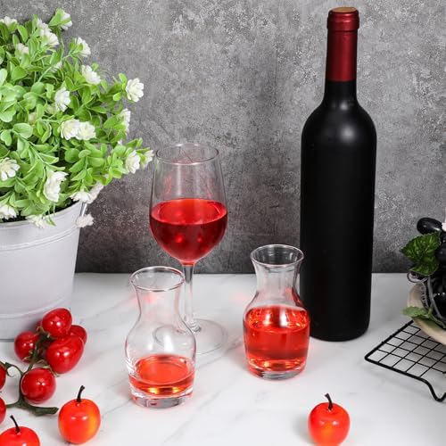 Ptwola 6 Pack Single Serving Small Wine Carafe Glass, 6.5 Oz Mini