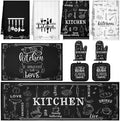 Fourluoo 10 Pcs Kitchen Towels Rugs Mats Set, Oven Mitts Pot Holders