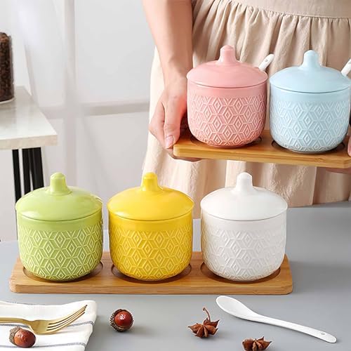 Salt Pot, Solid Color Porcelain Sugar Pot, For Coffee Bar, Sugar Bowl