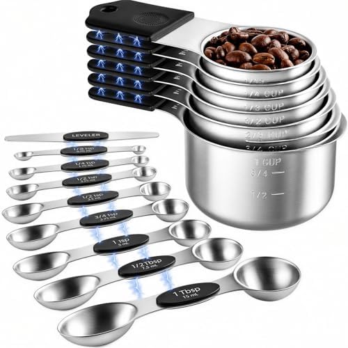 Magnetic Measuring Cups and Spoons Set - 304 Stainless Steel