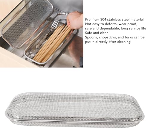 GOWENIC Dishwasher Utensil Basket, 304 Stainless Steel Mesh Drain