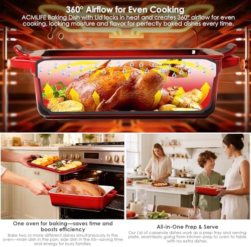 ACMLIFE 4-Piece Ceramic Casserole Dish Set with Roasting Racks