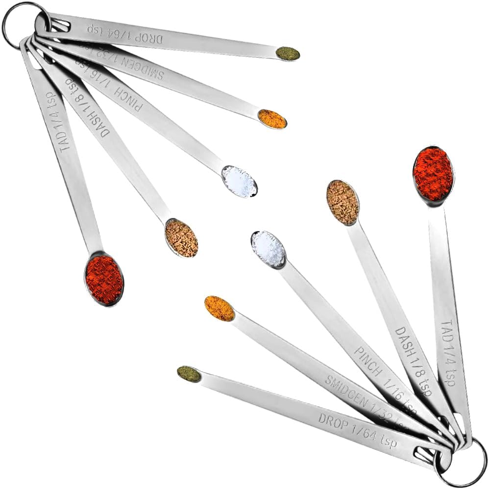 2 Pack Teaspoon Measuring Spoons, 1/4 tsp, 1/8 tsp, 1/16 tsp, 1/32